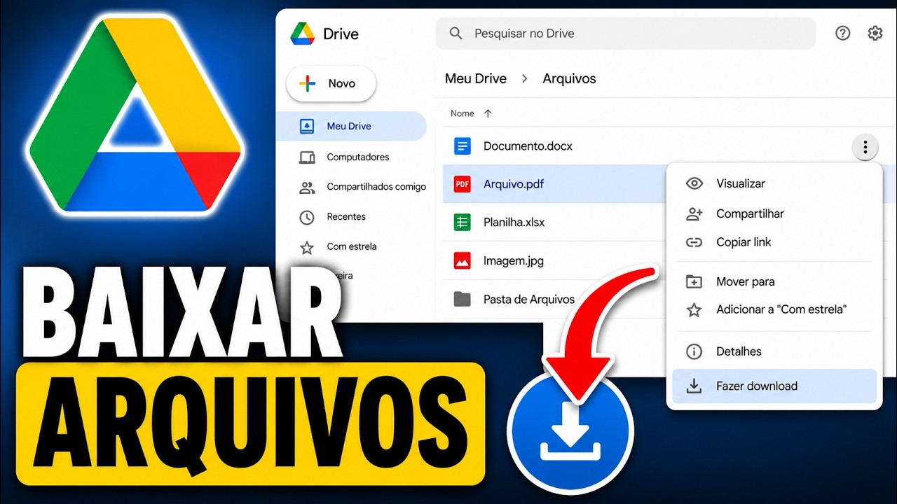 Thumbnail do vídeo: Como baixar arquivos do Google Drive no computador