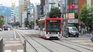 伊予鉄道松山市内線2100形 大街道停留場発車 Iyo Railway Matsuyama City Tram 2100 series Tramcar