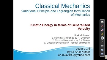 Lecture 1.5: Kinetic Energy in terms of Generalised Velocity