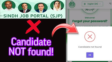 sindh job portal candidate not found| Sindh Job Portal Problem | Candidate Not Found |
