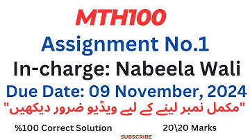 Mth100 Assignment No.1 In-charge Nabeela Wali Solution fall 2024|mth100 assignment no1|%100 Correct