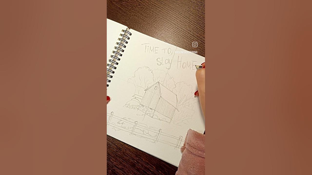 Зимний домик 🏡 #sketch #watercolorsketch #watercolor #акварель # ...
