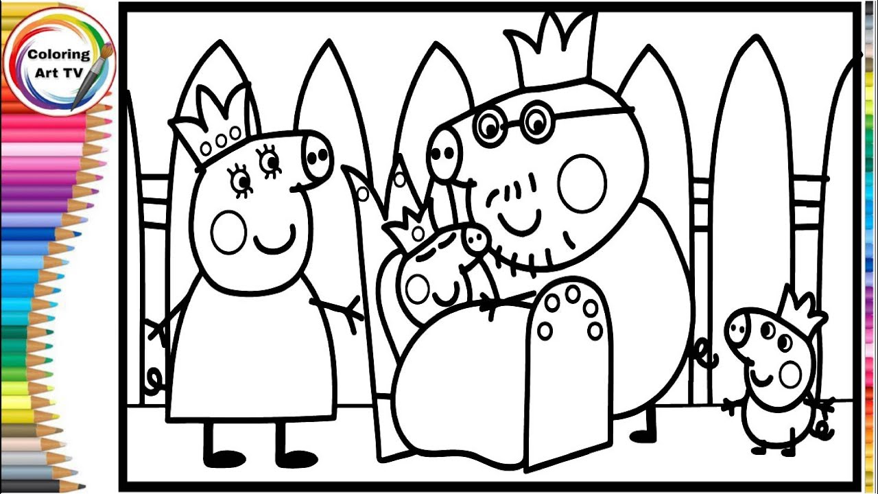 Drawing and coloring Peppa becomes a princess || Learn to draw and ...