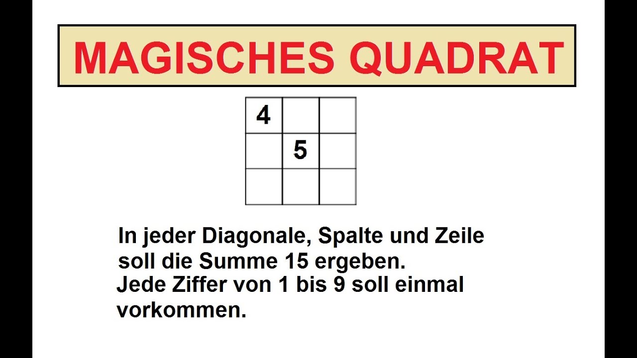 Wie Löst Man Ein Magisches Quadrat Quali 2010 Mathematik Bayern Teil A Aufgabe 10 - Magisches Quadrat