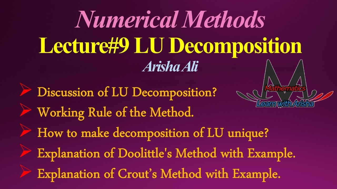 LU Decomposition Explained | Doolittle’s & Crout’s Method with Examples ...