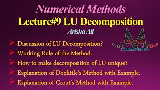 LU Decomposition Explained | Doolittle’s & Crout’s Method with Examples