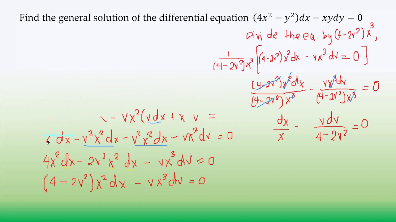 Differential Equations Homogeneous Differential Equations Part 2 Discussion Recorded Via Zoom Youtube