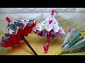折り紙で傘・両面テープと糊とハサミを使います・Origami ・Mr coin origami channel１５
