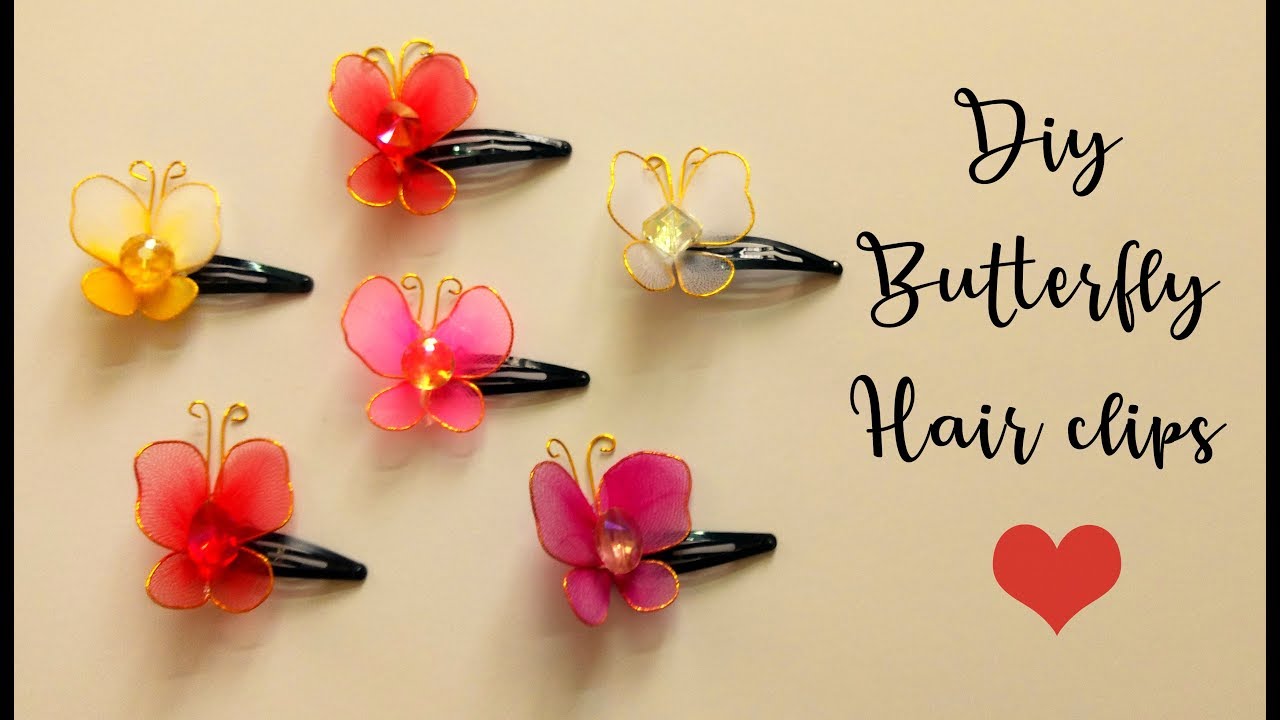 DIY Butterfly Kids Hair clips YouTube