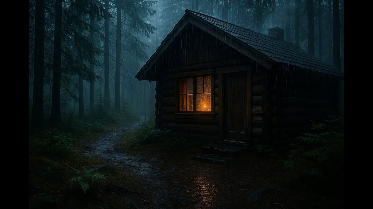 Cozy Night Rain Ambience for Deep Sleep | Forest Cabin Rain Sounds (2 ...
