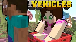 Minecraft: MO' VEHICLES (HAMSTER BALL, STEVE PULLING WAGON, CARS, & MORE!) Mod Showcase
