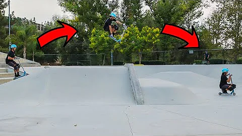 Jumping MEGA Skatepark Gap on Scooter!