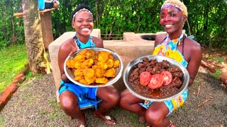 AFRICAN village life/Cooking swahili dish(Bajia pepper) with @Africanvillagetee #laugh#outdoorkit