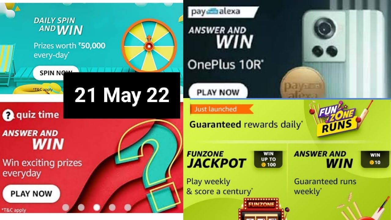 AMAZON PAY ALEXA WIN ONEPLUS 10R /SCORE & WIN/ SPIN & WIN/ANSWER & WIN ...