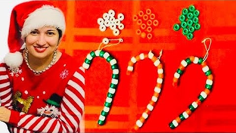 DIY Christmas tree ornaments with pony beads | Candy cane ornaments for Christmas tree