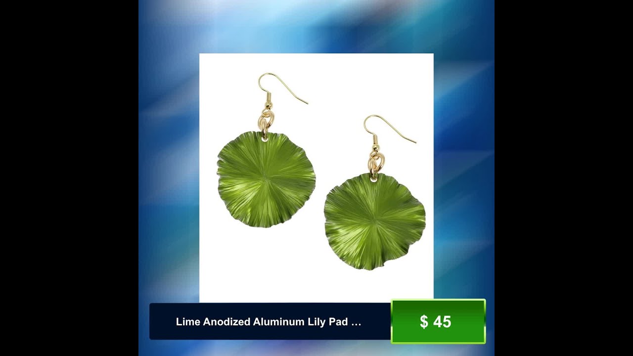 Lime Anodized Aluminum Lily Pad Earrings - Green Leaf Earrings - Green Drop Earrings - Makes a Co...