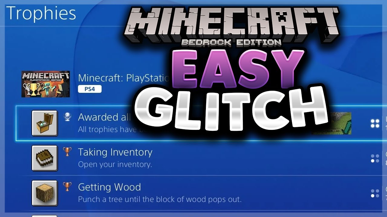 Minecraft PS4 bedrock trophy glitch | 2020 & fast) - YouTube