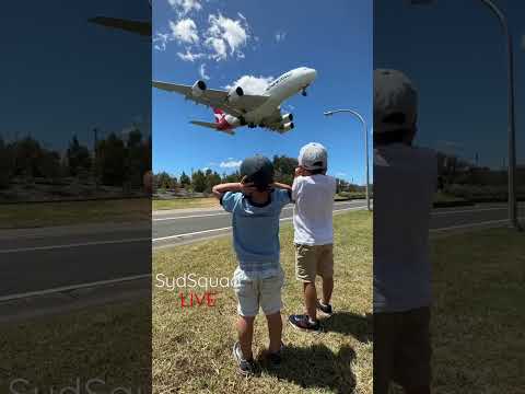 A380 SUPER LOW & LOUD! Qantas Airbus A380 at Sydney Airport! #shorts