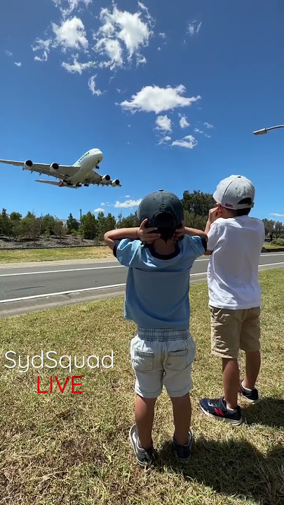 A380 SUPER LOW & LOUD! Qantas Airbus A380 at Sydney Airport! #shorts