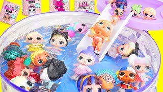 LOL Surprise Dolls Pool Party Mix Up with Lil Sister Fuzzy Pets | Toy Egg Videos