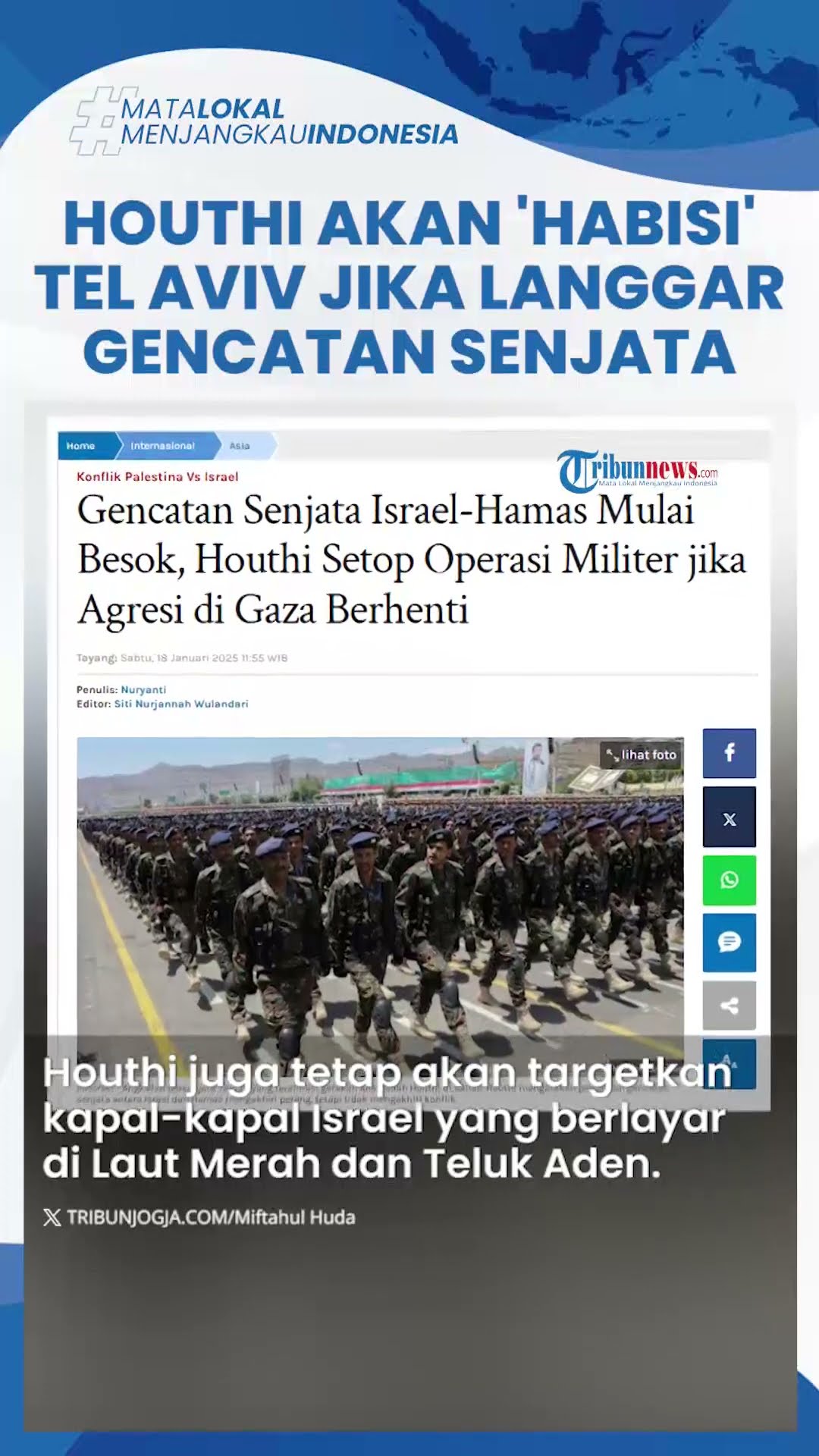 Houthi 'Bekingi' Gaza! Ancam Habisi Tel Aviv Jika Netanyahu Langgar Kesepakatan Gencatan Senjata