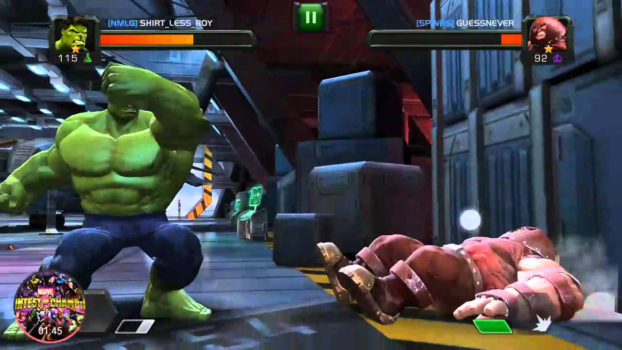 Marvel contest of Champions Hulk vs juggernaut - YouTube