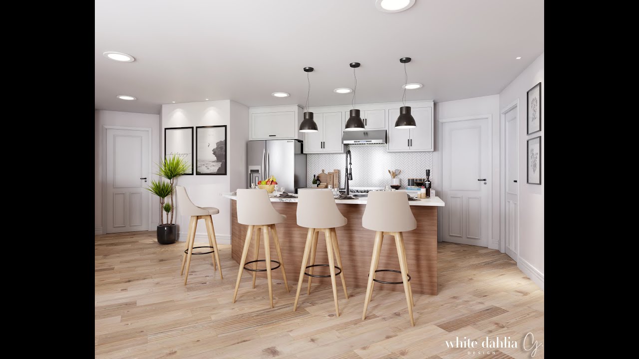 3D Animation - Kitchen and dining room - Open Concept rendering