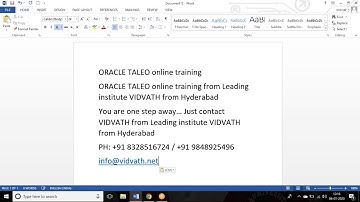 Oracle Taleo online Training