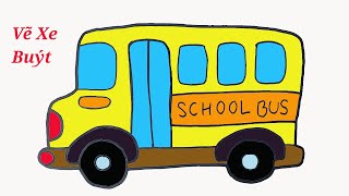 Vẽ Xe Buýt - Cách vẽ ô tô buýt | How to draw School Bus