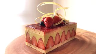フレジェピスターシュの作り方 | Fraisier pistache | Strawberry and pistachio cake Recipe  
