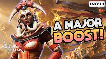 HUGE ACCOUNT BOOST! Finally Enhanced Our Gear ⁂ DAY 11 F2P ⁂ Watcher of Realms