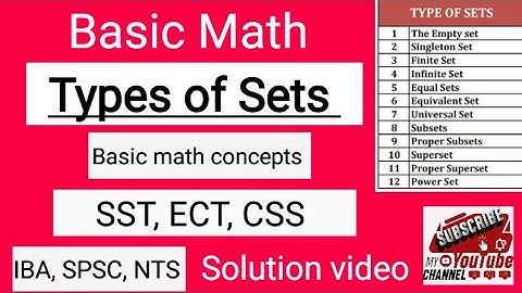 Types of Sets || Basic math concepts || Pak MCQs || Math preparation IBA SST ECT CSS SPSC and FPSC