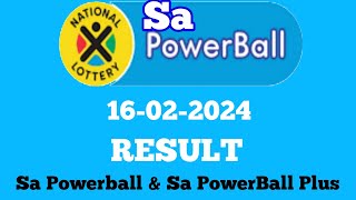 Sa Powerball Results friday 16 Feb 2024 | Powerball Plus Result