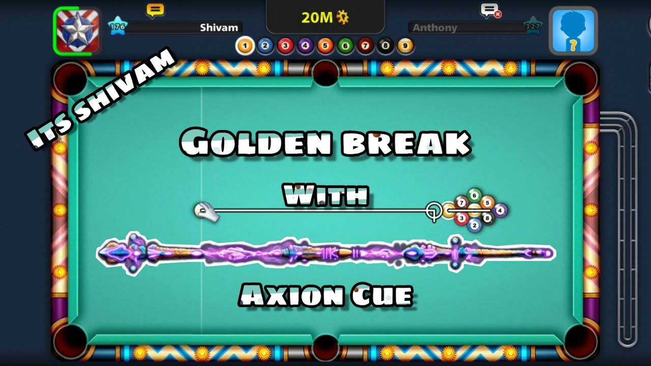 GOLDEN BREAK WITH AXION CUE || ONE SHOT WIN || 9 BALL POOL !!! 🎱❤️