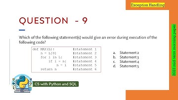 Question - 9 | Class 12th 2023 CS mid-term Paper (morning session) | Errors in Python