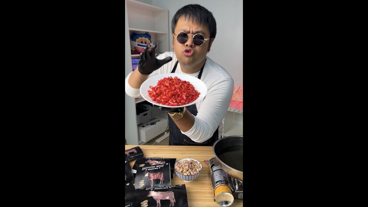 เนื้อแดดเดียว ทอดพริกกระเทียม #shorts #asmr