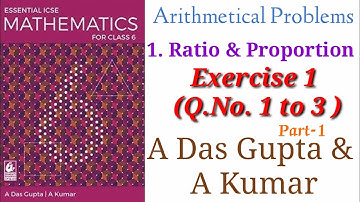 Icse Mathematics| Class 6| Solution| Arithmetical Problems|1 Ratio| Part -1| #icse #maths #solution