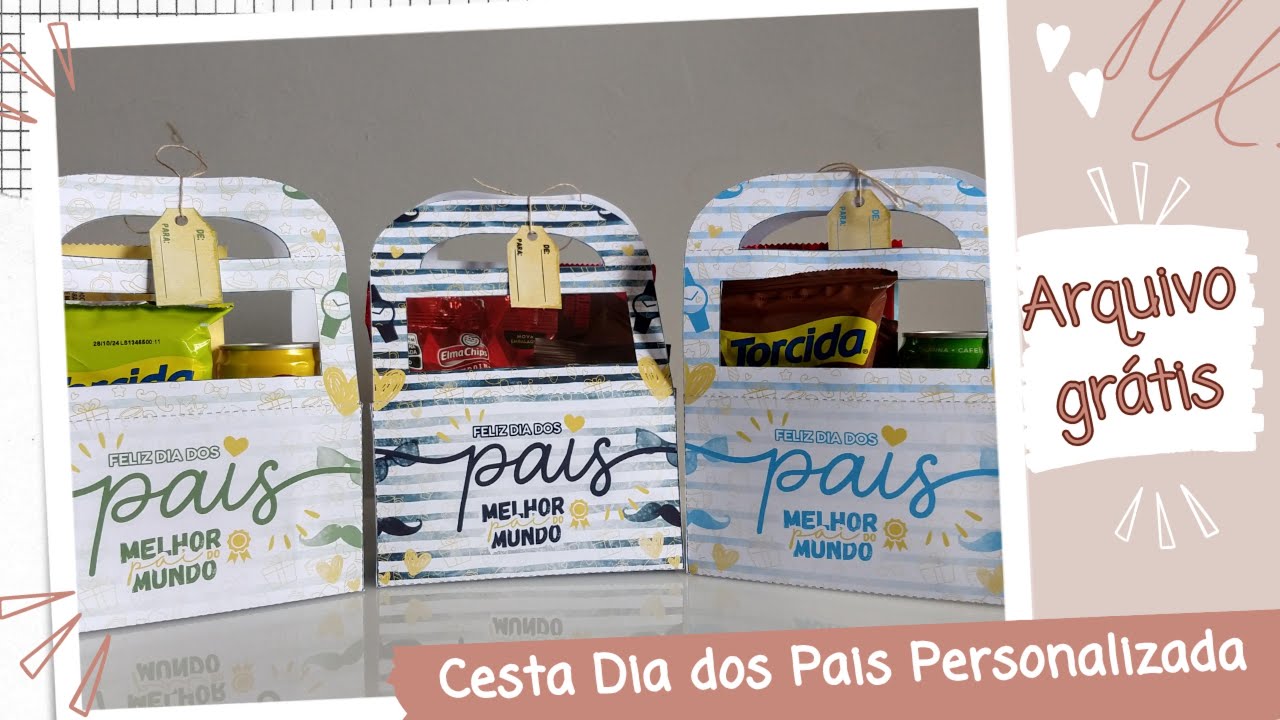 CESTA DE DIA DOS PAIS PERSONALIZADA | YOU MIMOS - DIY PASSO A PASSO | MOLDE GRATUITO #diadospais