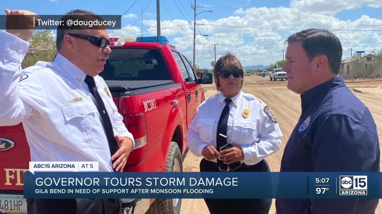 Governor Ducey tours storm damage in Gila Bend - YouTube