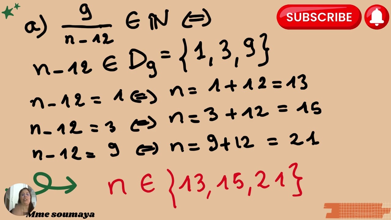 Kifech ntala3 l'ensemble des entiers n bech fraction twali entier ? 1ère 