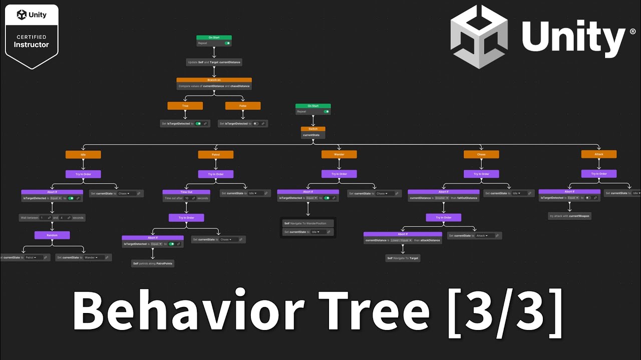 [유니티6] Behavior Tree를 이용한 AI 구현 (추적, 공격) [3/3] - YouTube