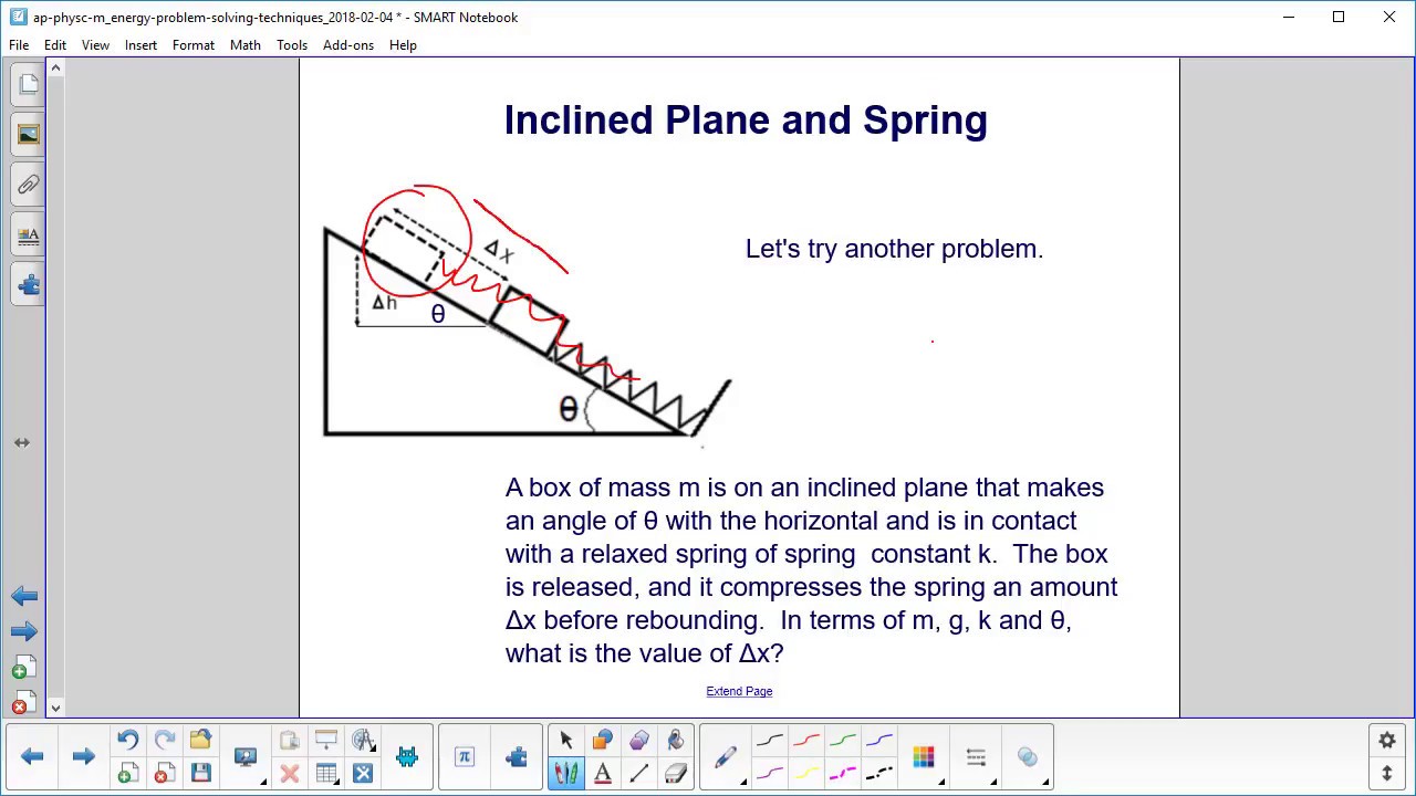 Ap Physics C Work And Energy Prob Solv Inclined Plane And Spring Problem 2 And Explanation Youtube