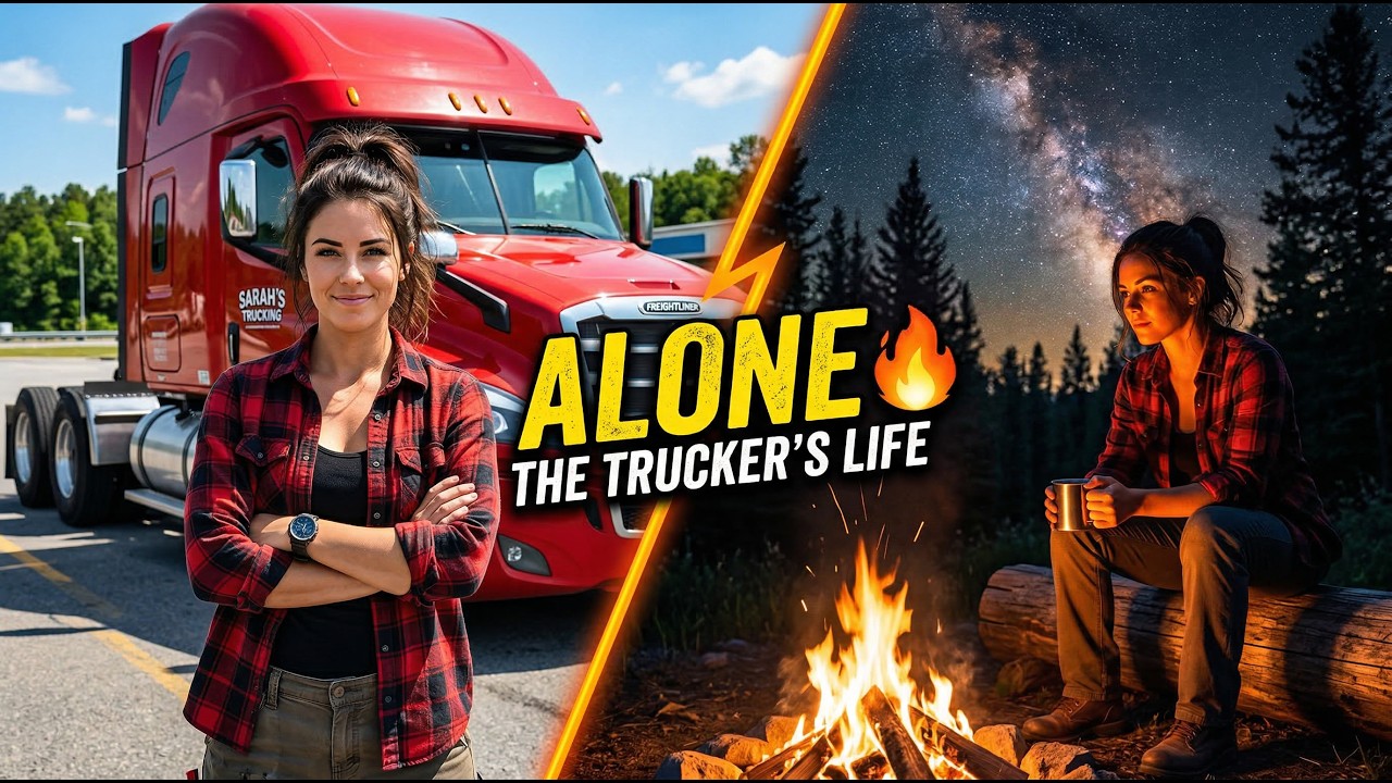 Solo Girl Trucker Camps ALONE in the Forest — Chopped Wood, Cooked on Fire 🪓🔥