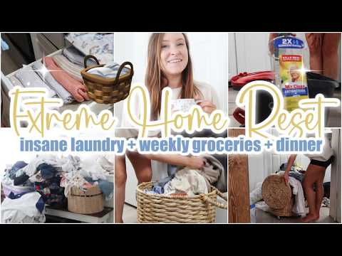 Extreme Clean With Me 🧺 Laundry Motivation • Whole House Reset • Grocery Haul • Dinner