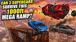 Can 3 Supercars Survive This 1000ft Mega Ramp? 😱🔥 | BeamNG.drive screenshot 5
