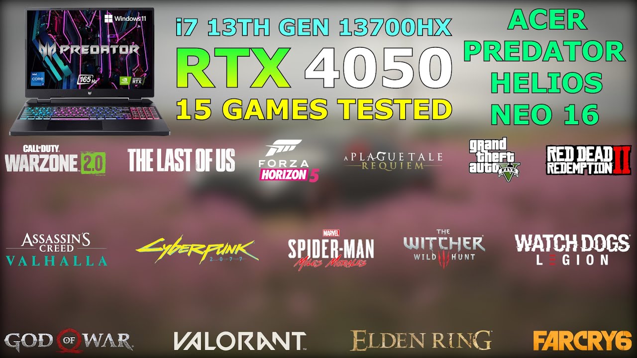 Acer Predator Helios Neo 16 - RTX 4050 + i7-13700HX - Test in 15 Games ...