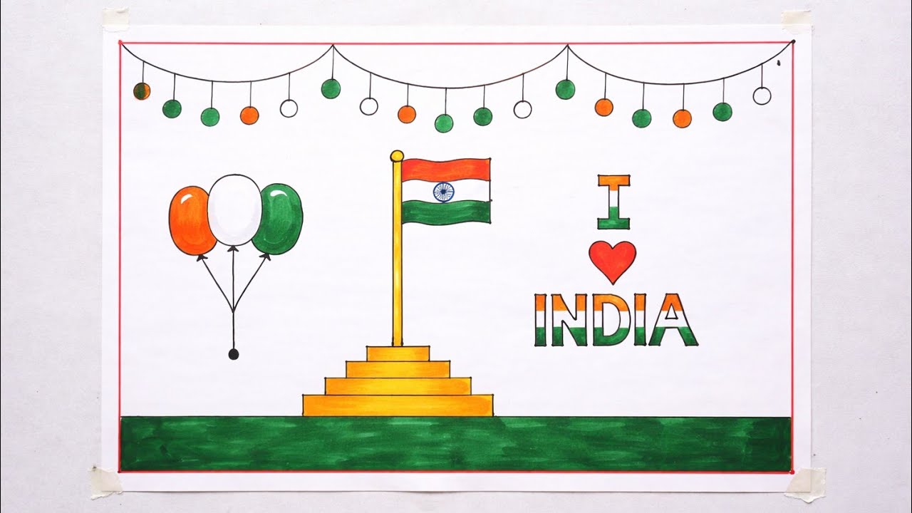 Republic day Poster Kaise Banaye | Happy Republic day drawing | Very Easy Republic Day Drawing |