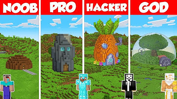 SpongeBob House Build Battle Challenge - Noob vs Pro vs Hacker vs God - Minecraft Animation