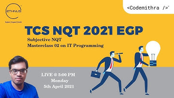 TCS NQT 2021 | Ethnus Guidance Program | Subjective NQT - IT Programming