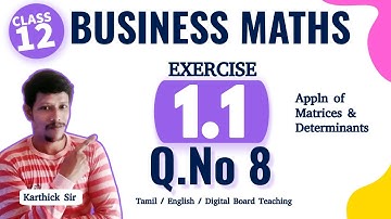 12th Business Maths exercise 1.1 8th sum | Chapter 1 | Class 12 Business maths sum 8 | Samacheer